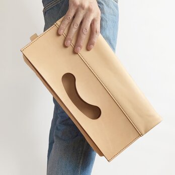 クラッチバッグ（大）【nicori/にこり】ヌメ革 荷物が増えると機嫌をそこねる2way 手縫い 手づくりの画像