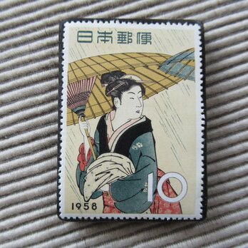 日本1958年　切手ブローチ 1546の画像
