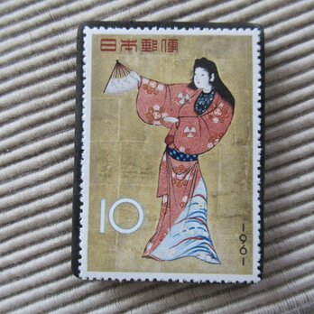 日本1961年　切手ブローチ 1547の画像