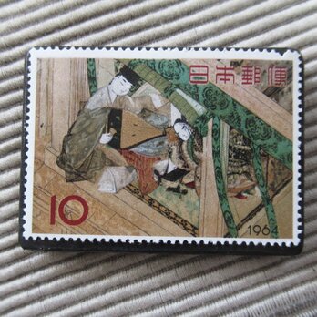 日本　美術「源氏物語」切手ブローチ 1551の画像