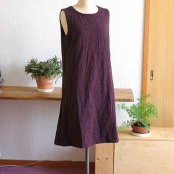 ボルドー久留米絣のワンピース