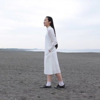 コットンリネンシャツワンピース／M