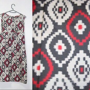 Sold Out着物りメイク♪赤・黒・白素敵な幾何学模様銘仙チュニックワンピースの画像