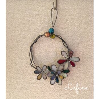 ステンドグラスのフラワーリース（ミニ）