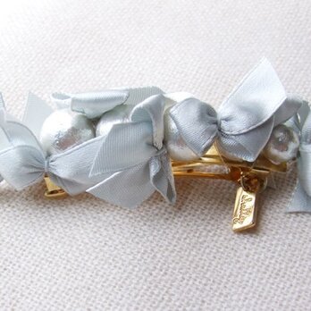 ribbon&cottonpearlbarrette【シルバー】の画像