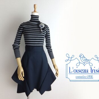 ぺプラムスカート　リバーシブルコットン