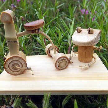 竹細工～カエル＆三輪車の画像