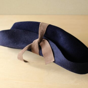 折りたためる帽子59cm ネイビー[rabbit fur]