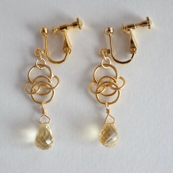 STONE Citrine chain ring earringsの画像