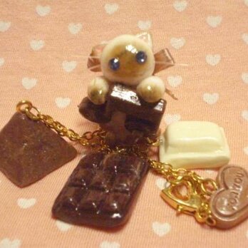 にゃんこのしっぽ○チョコレートのバッグチャーム○シャム猫の画像