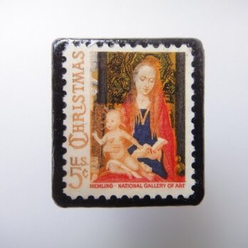アメリカ　クリスマス切手ブローチ1653