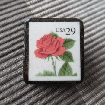 アメリカ　バレンタイン切手ブローチ1655