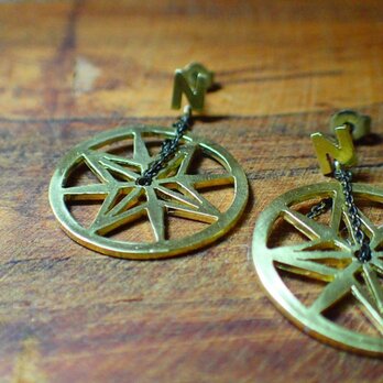 コンパスピアス Brass compass earringsの画像