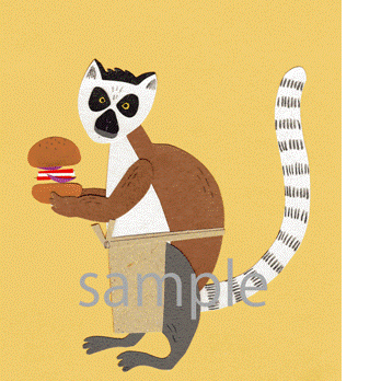 「ワオキツネザルの美味しいサンドウィッチ屋さん」ポストカード 2枚セットの画像