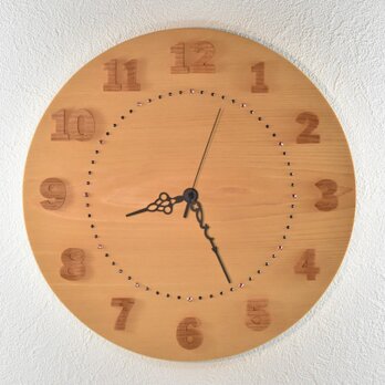ざくろ様専用桜の木から切り出した数字を使った時刻が見やすい檜の木の掛け時計【クオーツ時計】の画像