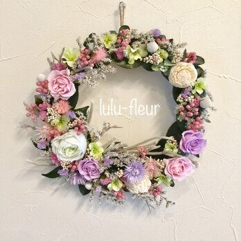 natural flower wreathe プリザーブドフラワーリースの画像