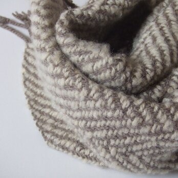 手織りウール＆シルクマフラー・・根雪の画像