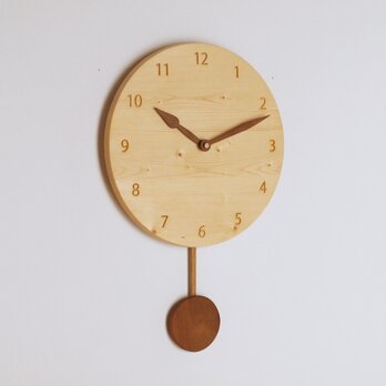 木製 振り子時計 丸型　パイン材1の画像