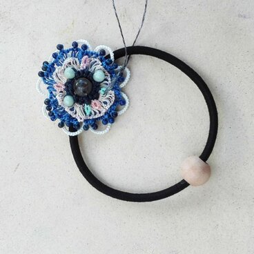 天然石ヘアゴム　プラチナルチルクオーツ