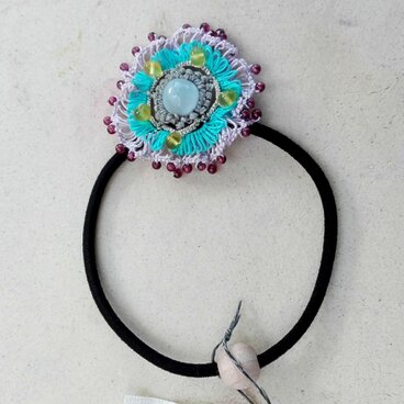 天然石ヘアゴム　アイスラリマー