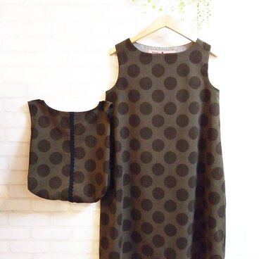 ☆　作品紹介　ドットノースリワンピ　カーキ　BAG付き  ☆