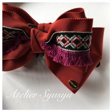 ネイティブフリンジのバナナクリップLLサイズ　テラコッタ