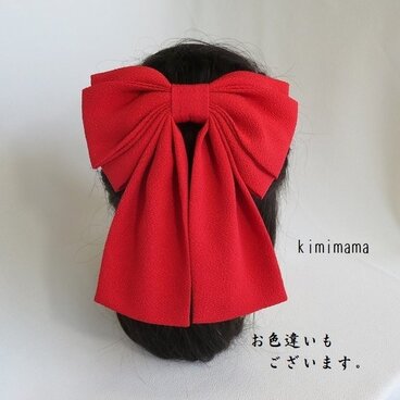 髪飾り　 縮緬<ソフトWリボン>はいからさん(赤）袴・着物・成人式・卒業式・七五三　和装小物