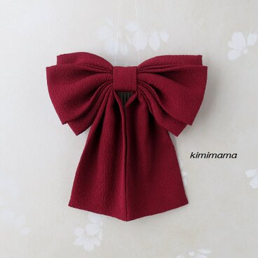 髪飾り　 縮緬リボン<ソフトWリボン>はいからさん(エンジ）袴・着物・成人式・卒業式・七五三