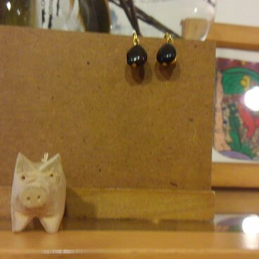 新春sele  黒翡翠のシンプルイヤリング
