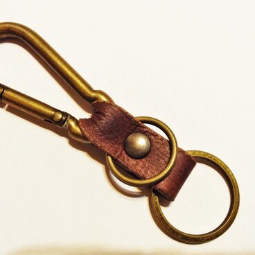 送料無料！　アンティーク本革キーホルダー　ダブルリング