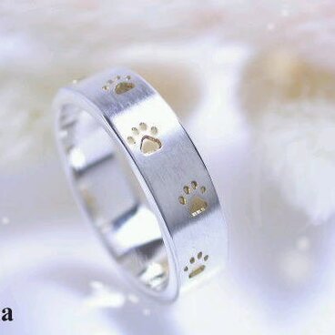 kk-4g　金の足跡リング　シルバー925