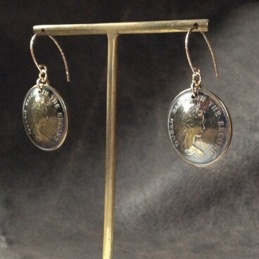 14KGF ヴィンテージコイン コンチョピアス クィーンエリザベスⅡ ゴールドフィルド