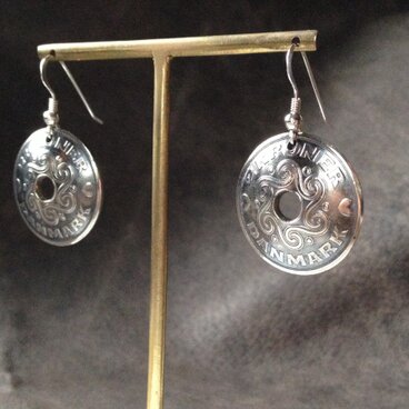 SV925 レア ヴィンテージコイン コンチョピアス 波 ハート Silver925