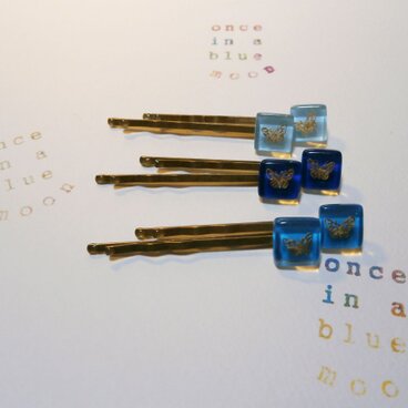 こっつりガラスのちょうちょ・王冠・ダイヤピン