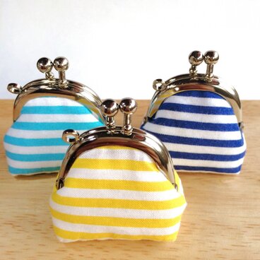 がま口 アクセサリーミニポーチ(ボーダー)＊送料無料