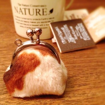 がま口 アクセサリーミニポーチ(三毛猫風)＊送料無料