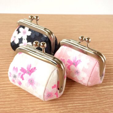 和柄 桜のがま口アクセサリーミニポーチ(たる型)＊送料無料