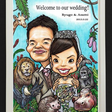 似顔絵ウェルカムボード（おしゃれフレーム付き）