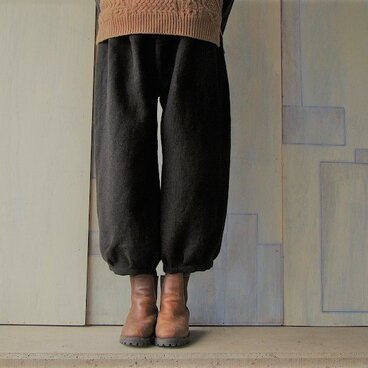 リネンウール*もんぺパンツ*ブラック