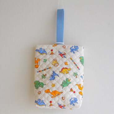 上履き入れ（恐竜　ホワイト）キルティング