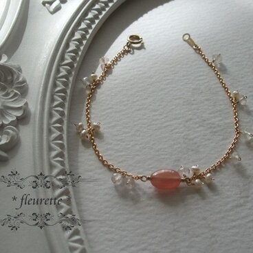 インカローズ*天然石ブレスレット*K14GF*ロードクロサイト