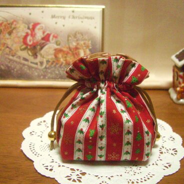 クリスマス・ポーチ☆ストライプ（レッド）