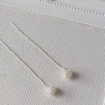 [silver999] 純銀クロッシェボールチェーンピアス