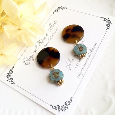 フラワーチェコビーズ×べっ甲