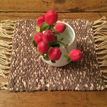 kazenoneko【風の猫】の裂き織ミニマット【カディ】