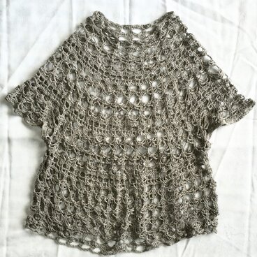 透かし手編みラグランサマーセーター