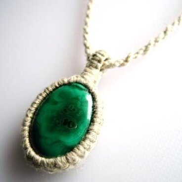 ヘンプ×マラカイト　ペンダント*マクラメ
