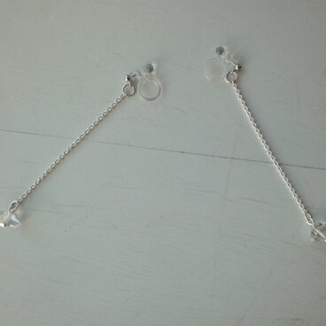 ハーキマーダイヤモンドのシルバーチェーンイヤリング