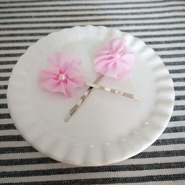 お花モチーフ【ヘアピン】ピンク 2本セット