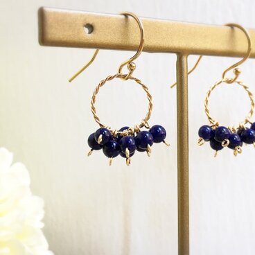 【14kgf】ラピスラズリのカーテンピアス